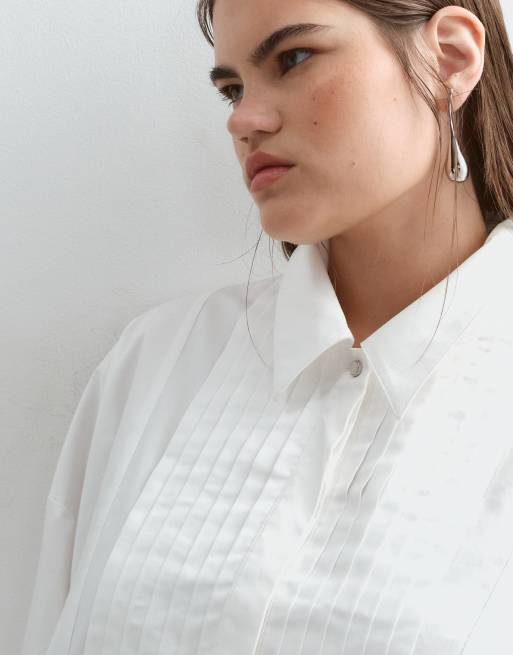 ARRANGE Curve camisa de esmoquin premium plisada blanca, 2 de 5