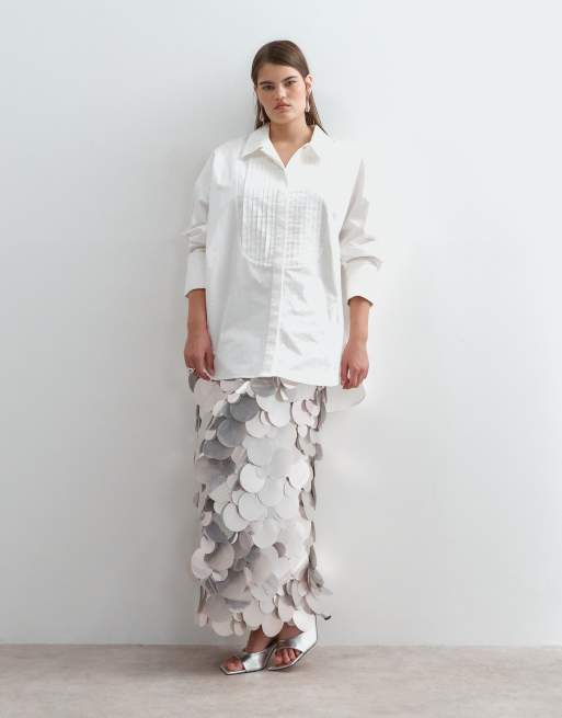 ARRANGE Curve camisa de esmoquin premium plisada blanca, 4 de 5