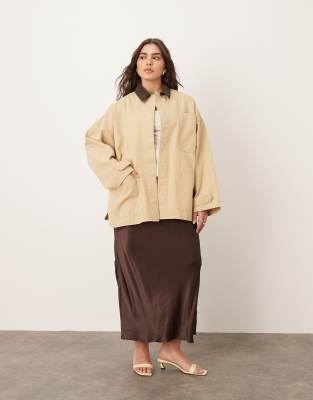 Arrange Curve Canvas Oversized Barn Shacket With Corduroy Collar