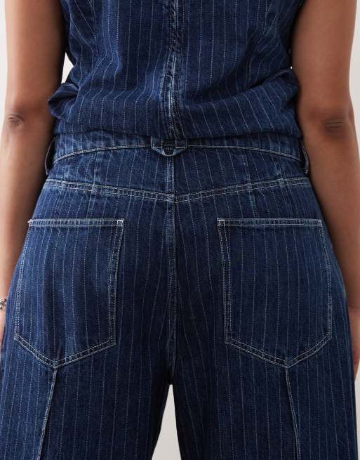 ARRANGE Curve Clover front seam detail jeans in washed blue stripe - part of a set, 4 of 5