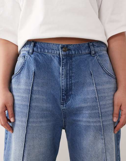 ARRANGE Curve Clover front seam detail jeans in washed blue, 4 of 5