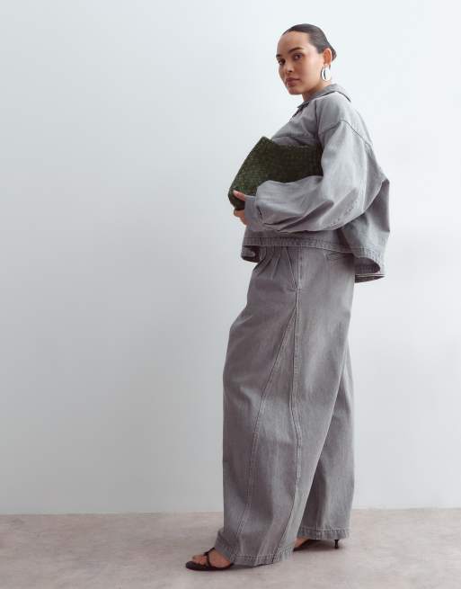 ARRANGE Curve co-ord con jeans denim a gamba larga lavaggio grigio, 5 di 5