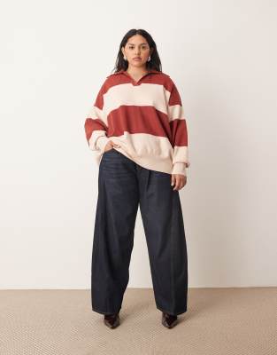 Arrange Curve Compact Knit Collar Oversized Sweater In Red