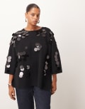 [ARRANGE] ARRANGE Curve compact knit disc sequin tee-Black XL BLACK