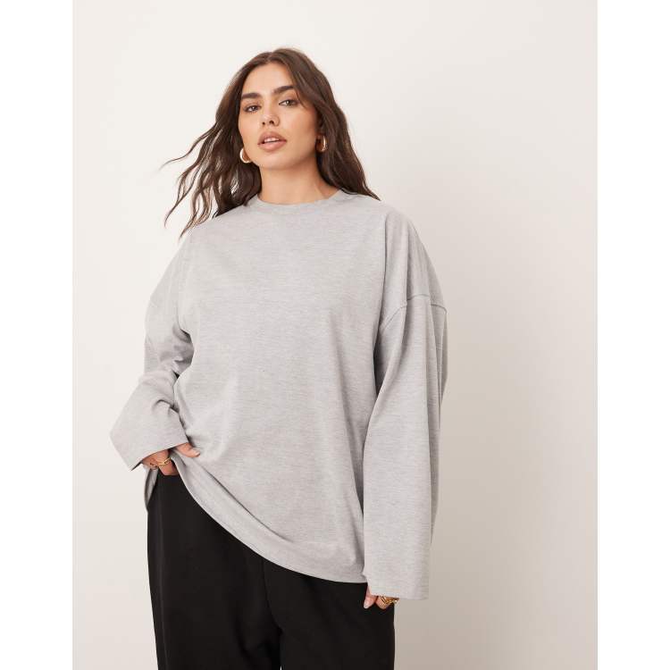 Tシャツ・カットソー RONRON HALF SHOULDER SHIRRING LONG SLEEVE GREY SP24_R_CORE_X_JERSEY_40000-