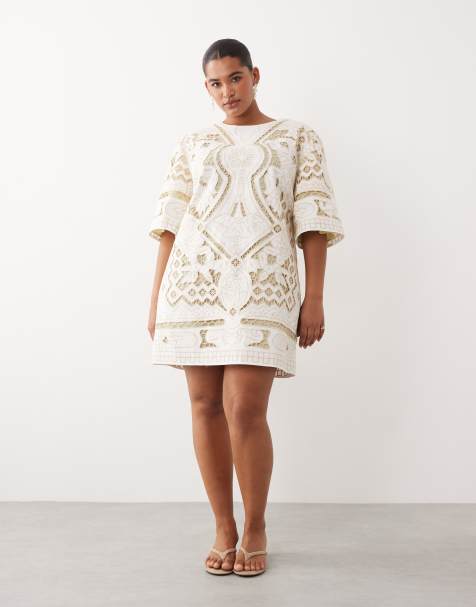 white and gold plus size dress Golden Dove Ivory Dress – Plus Size Fairytale Outfit