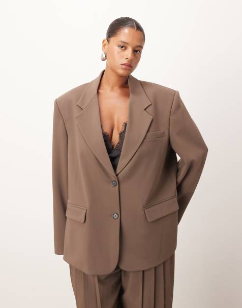 ARRANGE Curve oversized single breasted blazer co-ord in chocolate