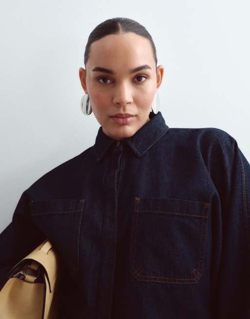ARRANGE Curve Denim-Hemd-Kombiteil mit Volumenärmeln in Indigo, 4 von 4