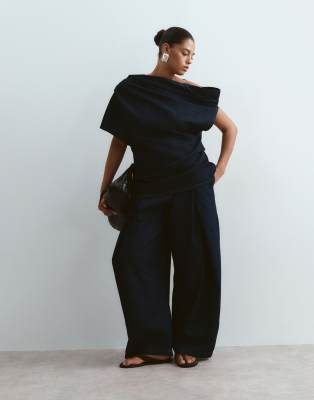 ARRANGE Curve denim pleat detail trousers co-ord in indigo