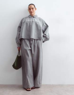 Arrange Curve Denim Wide Leg Jean Co-ord In Grey