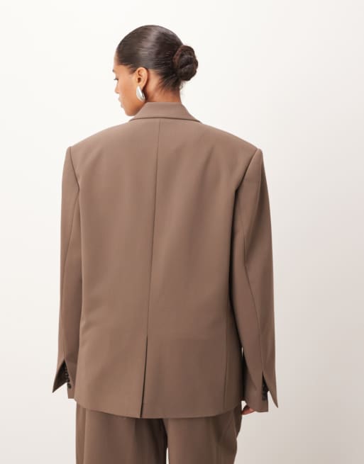 ARRANGE Curve – Einreihiger Blazer in Schokobraun mit Oversize-Schnitt, Kombiteil, 4 von 4