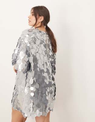Arrange Curve Embellished Disc Sequin T-shirt Mini Dress