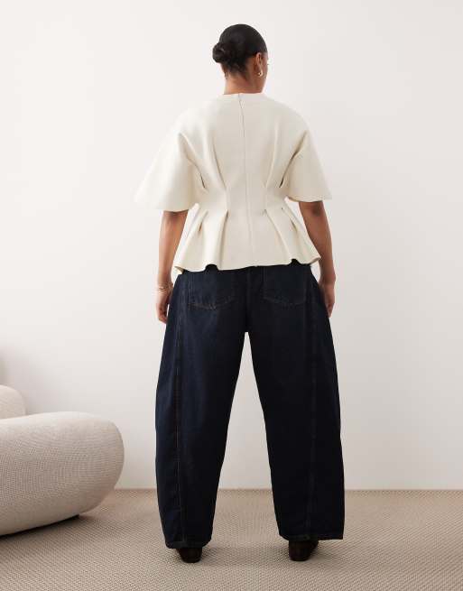 ARRANGE Curve - Franklyn - Indigoblå jeans med barrelben og syningsdetalje, 2 af 5