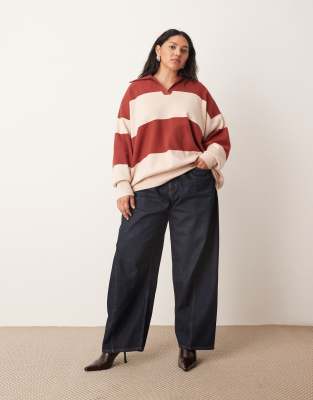 ARRANGE ARRANGE Curve Franklyn seam detail barrel jean in indigo-Navy