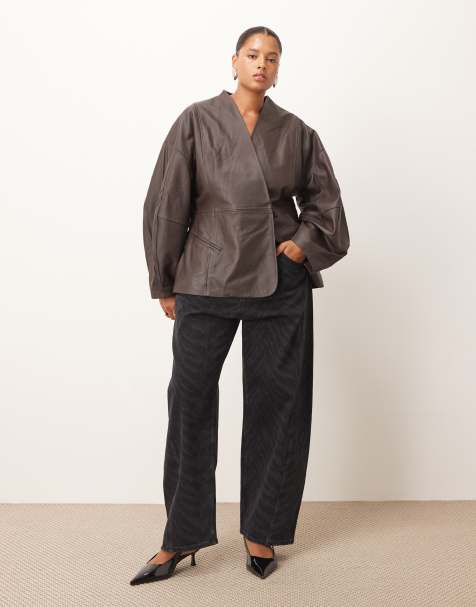 ARRANGE Curve Franklyn seam detail barrel jeans in zebra black - view 1