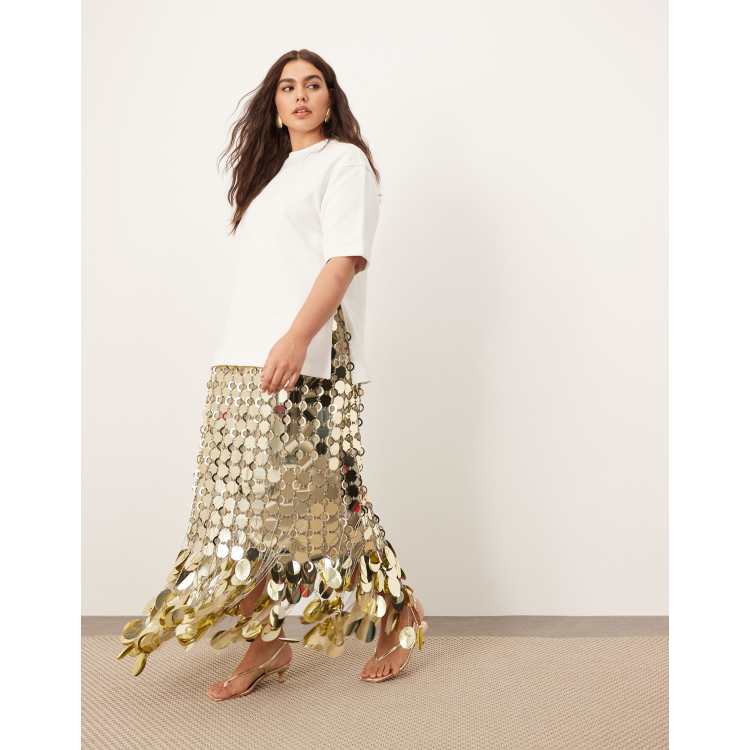 スカート Prada Gold midi skirt with sequins Prada Gold midi skirt with sequins | TheDoubleF