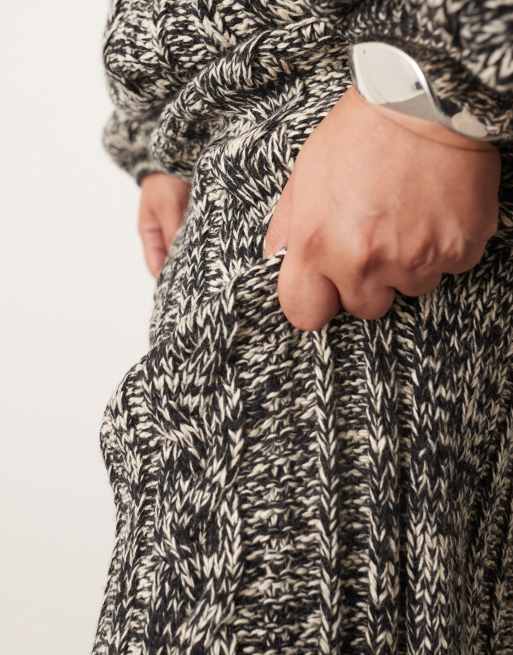 ARRANGE Curve - Gonna midi a colonna monocromatica in maglia lavorata a trecce, 2 di 5