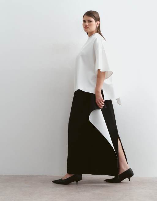 ARRANGE Curve gonna midi sartoriale con dettaglio drappeggiato a contrasto nera, 1 di 5