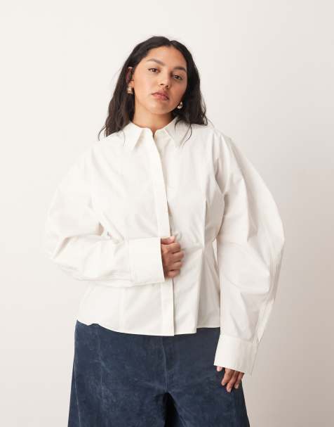 ARRANGE Curve heavy cotton sculpted shirt in white - view 1