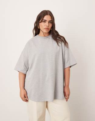 ARRANGE Curve - Hochwertiges, schweres Oversize-T-Shirt in meliertem Grau