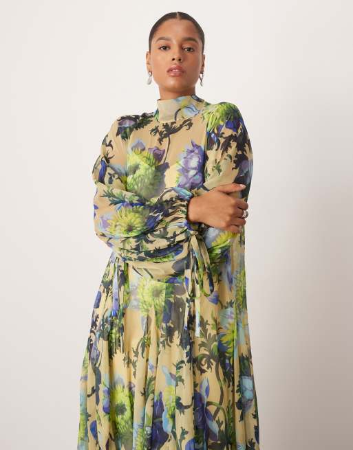 ARRANGE Curve - Hoogsluitend maxi-jurk met A-lijn in opvallende bloemenprint, 4 van 4