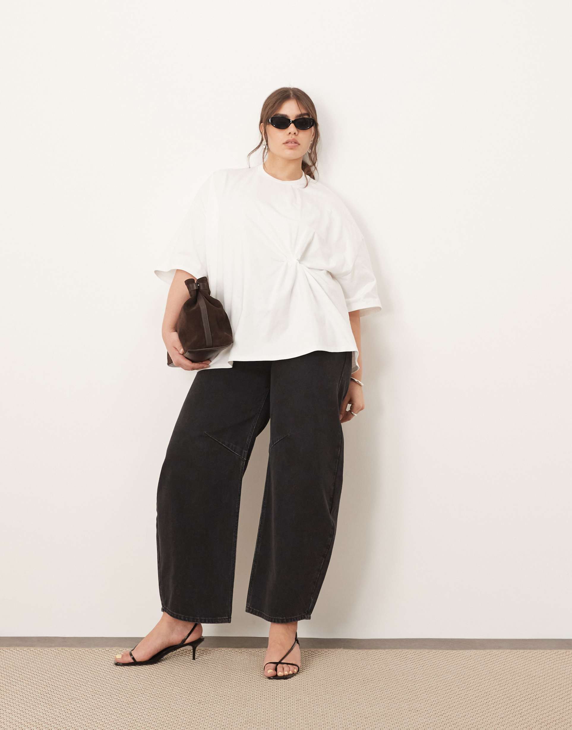 arrange curve jersey knot detail oversized t-shirt in white