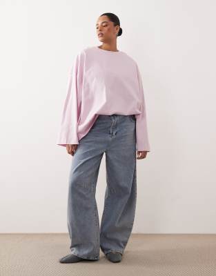 ARRANGE Curve - Langärmliges Oversize-Shirt aus Baumwolle in Hellrosa