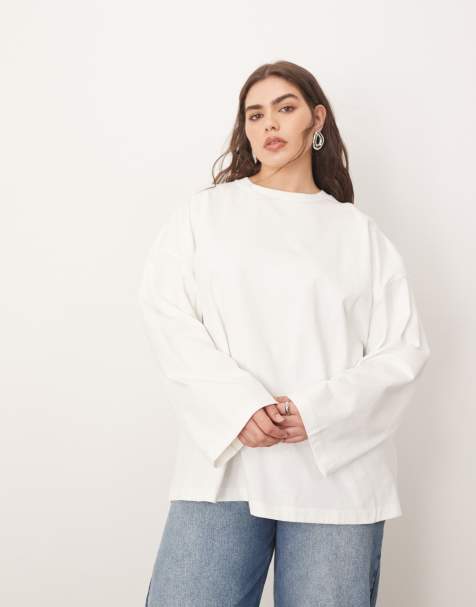 ARRANGE Curve – Langärmliges Oversize-Shirt aus Baumwolle in Weiß - view 1