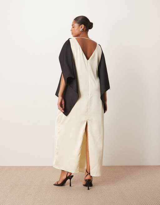 ARRANGE Curve – Midikleid mit eckigem Schalausschnitt, Colourblock-Design in Schwarz und Weiß und geradem Schnitt, 3 von 4