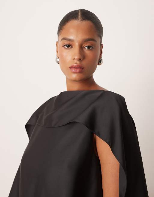 ARRANGE Curve – Midikleid mit eckigem Schalausschnitt, Colourblock-Design in Schwarz und Weiß und geradem Schnitt, 4 von 4