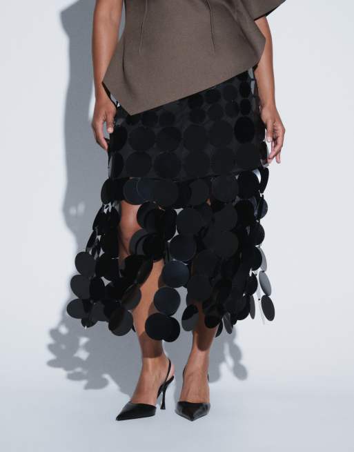 ARRANGE Curve Midirock mit Pailletten in Schwarz, 4 von 9