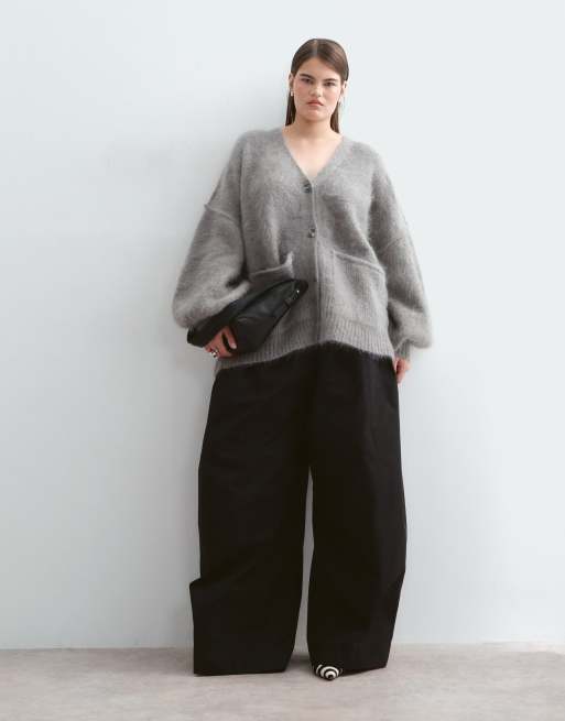 ARRANGE Curve Oversize-Cardigan mit hohem Mohair-Anteil in Grau, 2 von 5