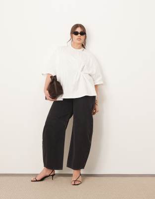 ARRANGE Curve - Oversize-T-Shirt aus Jersey in Weiß mit Knotendetail