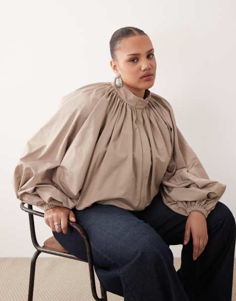 ARRANGE Curve - Oversized beige bomber-jakke med ballonærmer - view 1