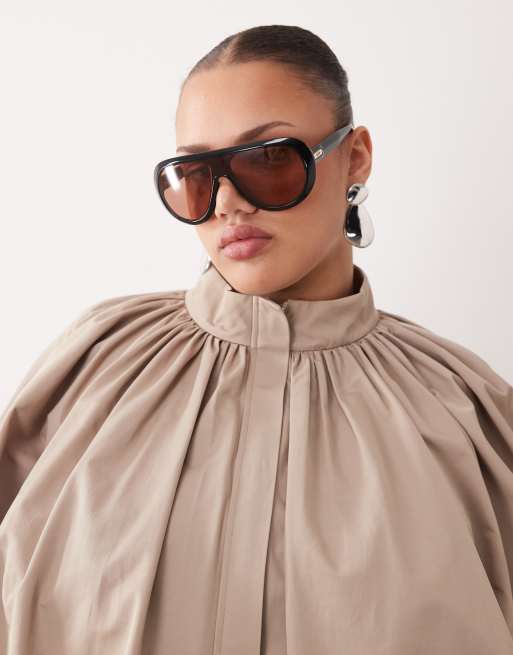 ARRANGE Curve oversized bomber jacket with balloon sleeve in stone, 3 of 4
