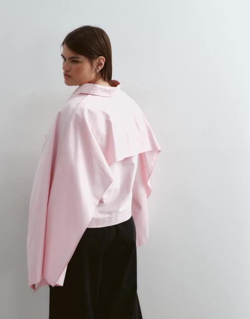 ARRANGE Curve oversized cape-skjorte med firkantet snit i pink, 4 af 5