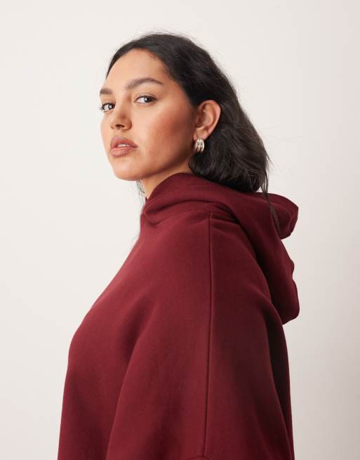 ARRANGE - Curve - Oversized hoodie van premium zware stof in donkerrood, 3 van 4