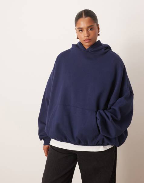 ARRANGE Curve oversized premium heavy weight hoodie in navy - view 1