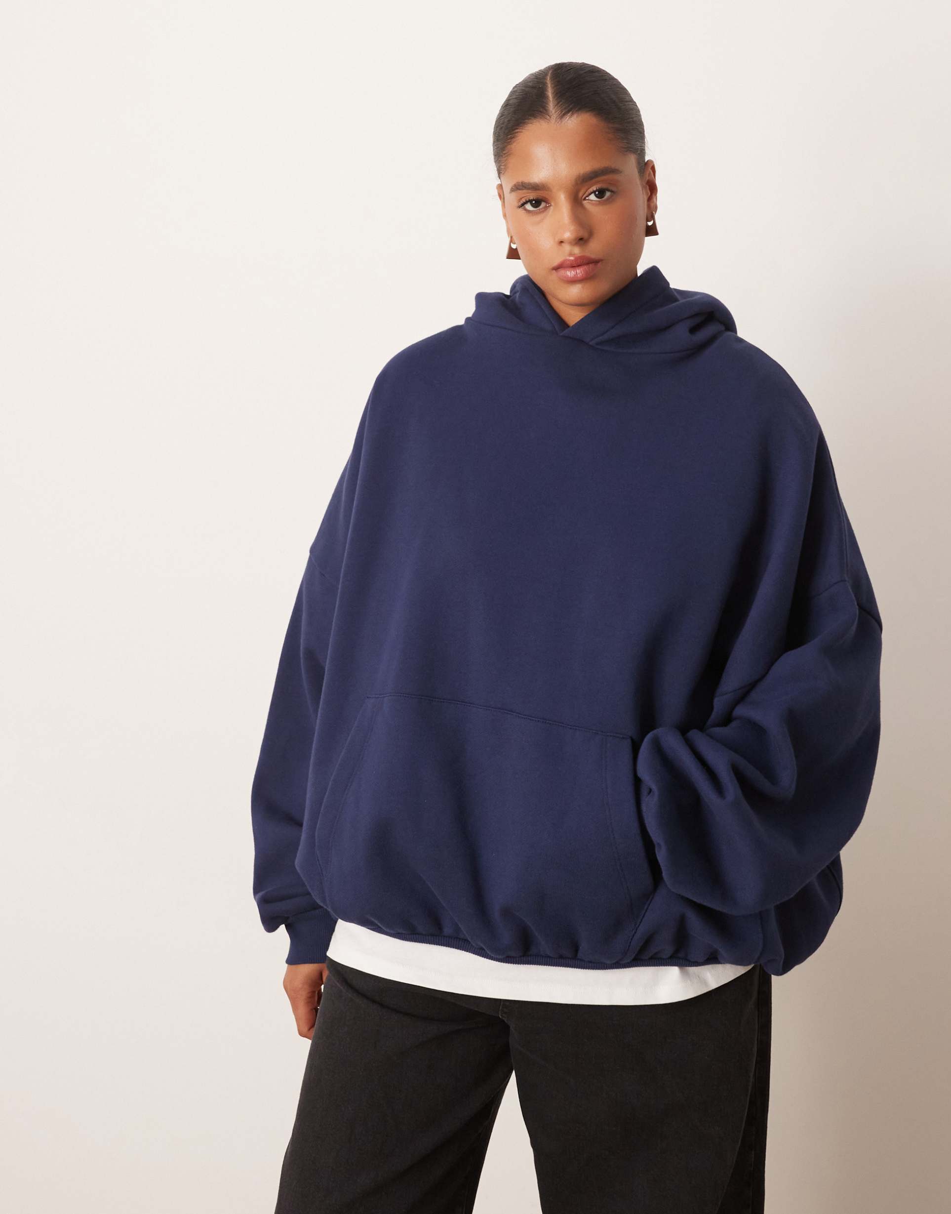 arrange curve oversized premium heavy weight hoodie in navy