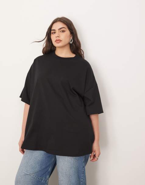 ARRANGE Curve oversized premium heavy weight t-shirt in black - view 1