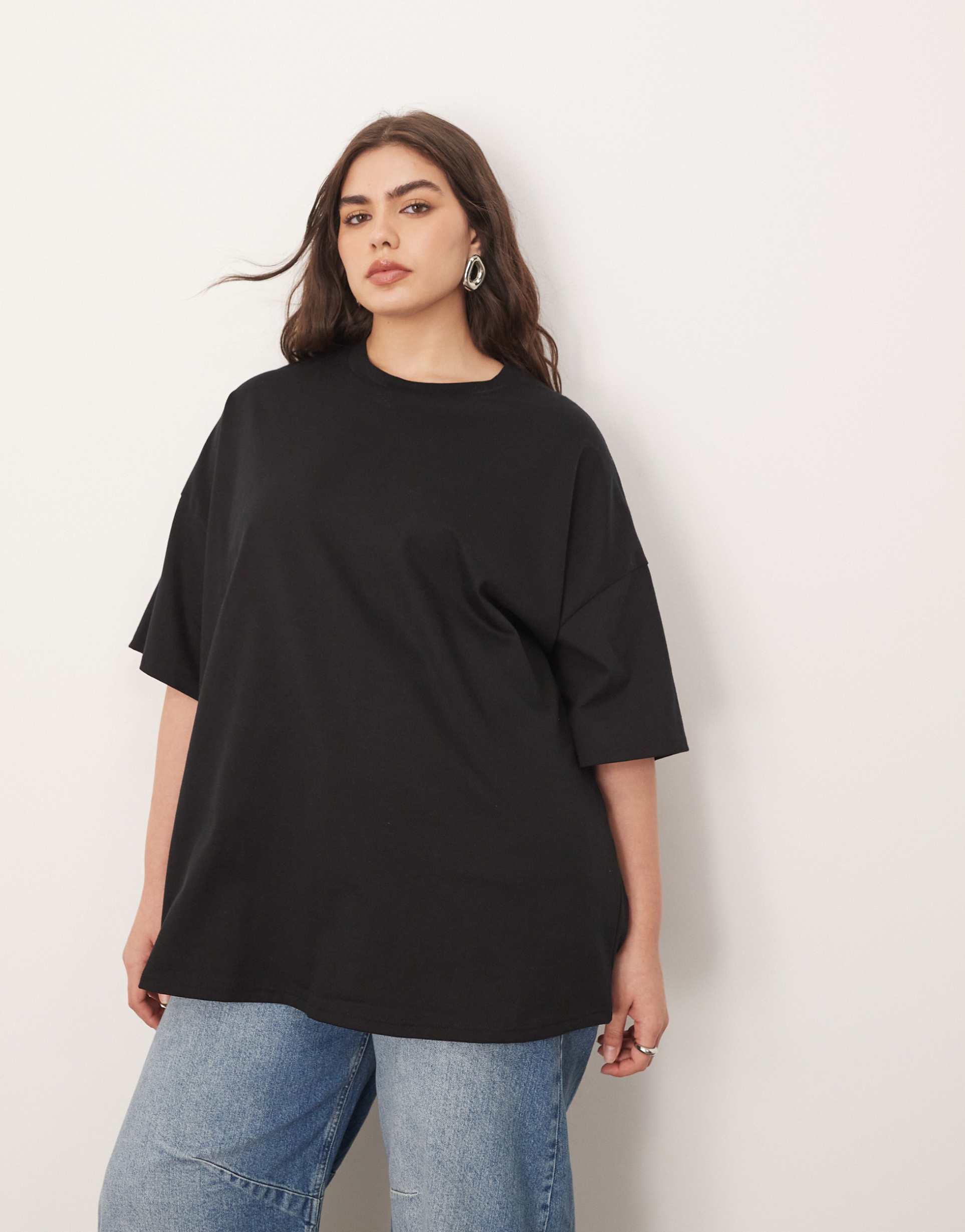 arrange curve oversized premium heavy weight t-shirt in black