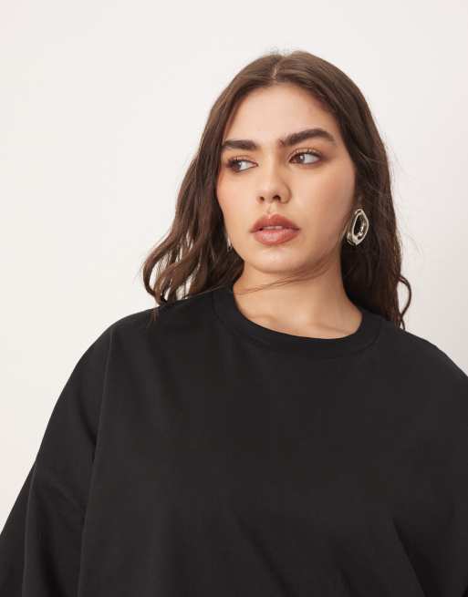 ARRANGE Curve oversized premium heavy weight T-shirt in black, 3 of 4