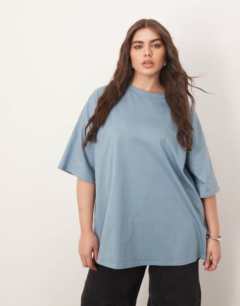 ARRANGE Curve oversized premium heavy weight t-shirt in washed blue - view 1