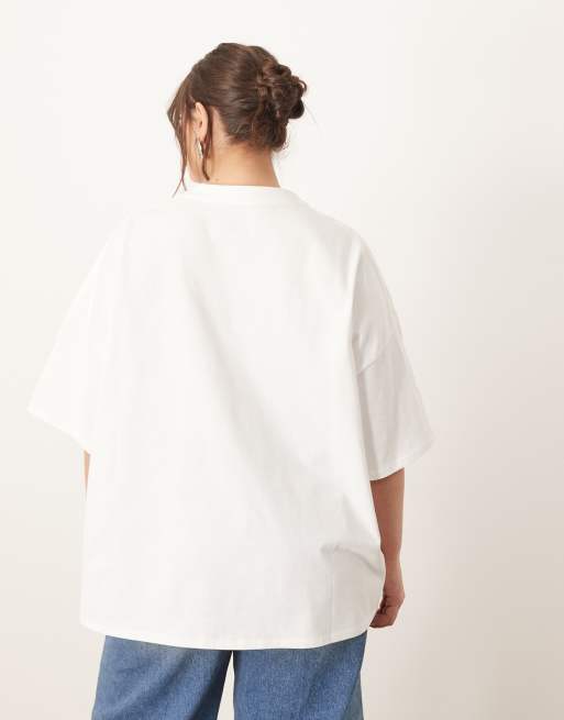 ARRANGE Curve oversized premium heavy weight t-shirt in white, 2 of 4