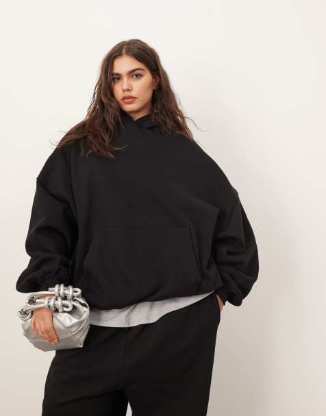 ARRANGE Curve oversized premium heavyweight hoodie in black - view 1