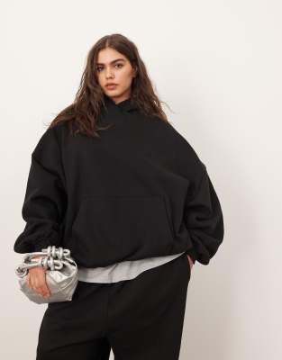 ARRANGE Curve oversized premium heavyweight hoodie in black