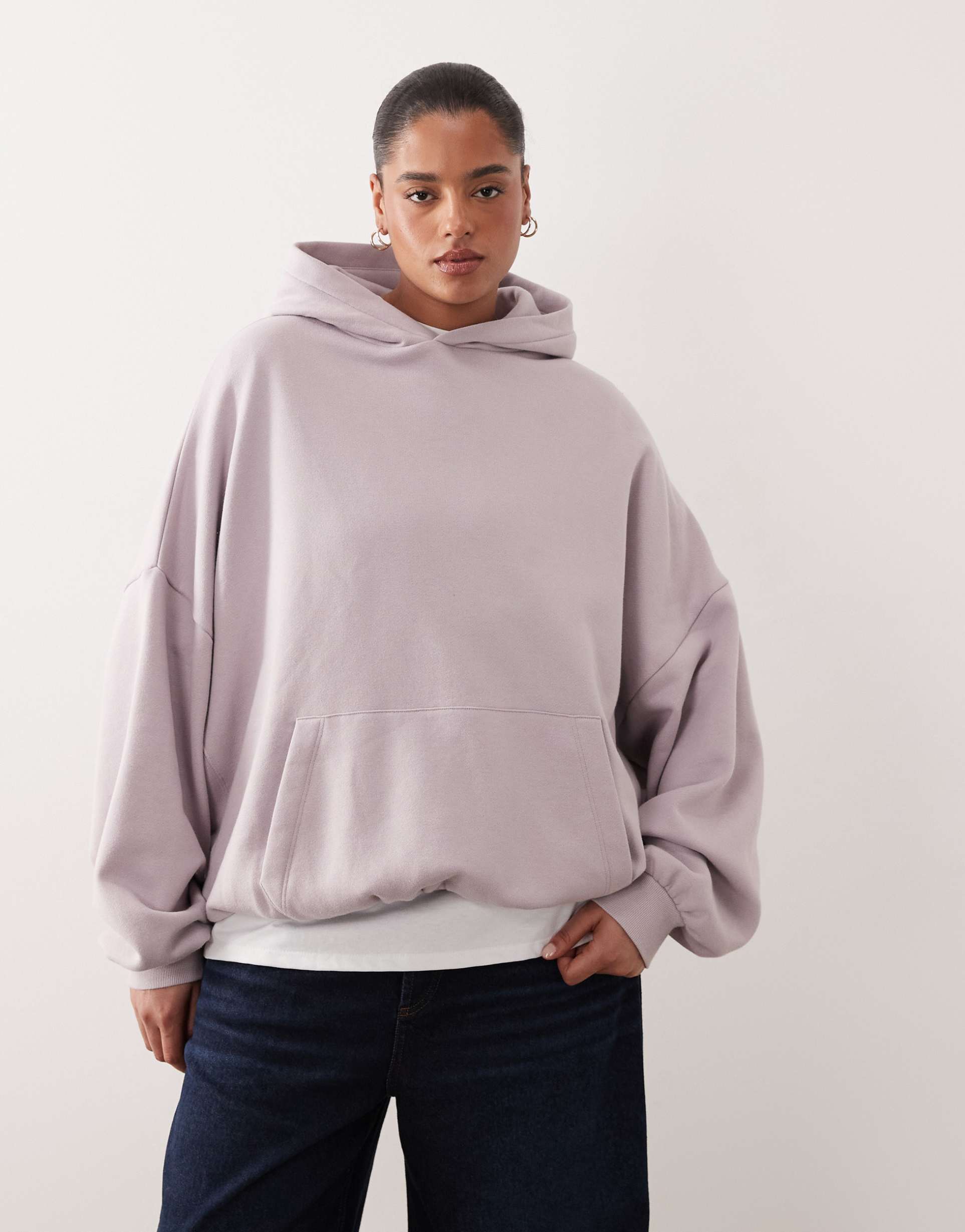 arrange curve oversized premium heavyweight hoodie in soft lilac