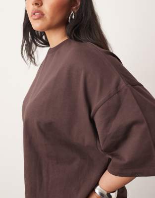 Arrange Curve Oversized Premium Heavyweight T-shirt In Brown