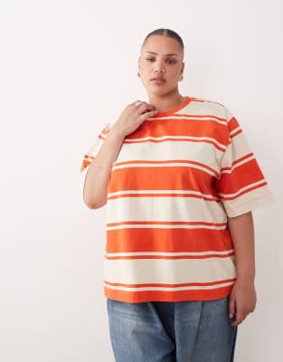 Футболка премиум-класса в супертяжелом весе ARRANGE Curve oversize в красную полоску red stripe