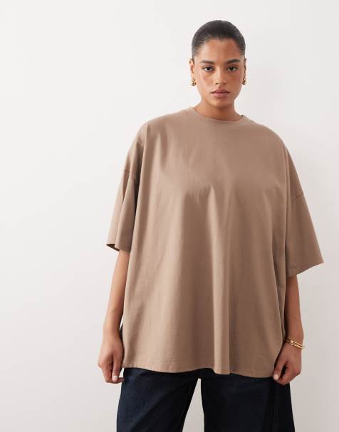 ARRANGE Curve - Oversized T-shirt van premium zware stof in taupe - view 1